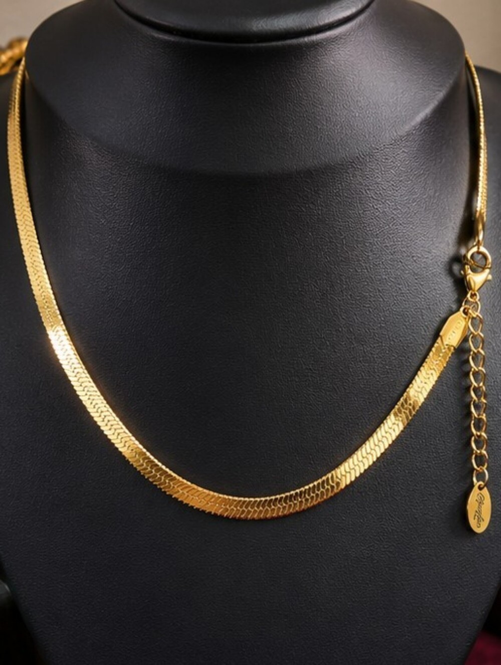Plunder 18K Gold Plated Stainless Steel Herringbone Snake Chain Necklace